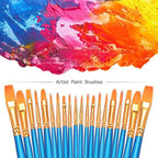 BOSOBO Paint Brush Sets, 10 Pack 100 Pcs Pointed-Round Tip Paintbrushes Nylon - Image 2