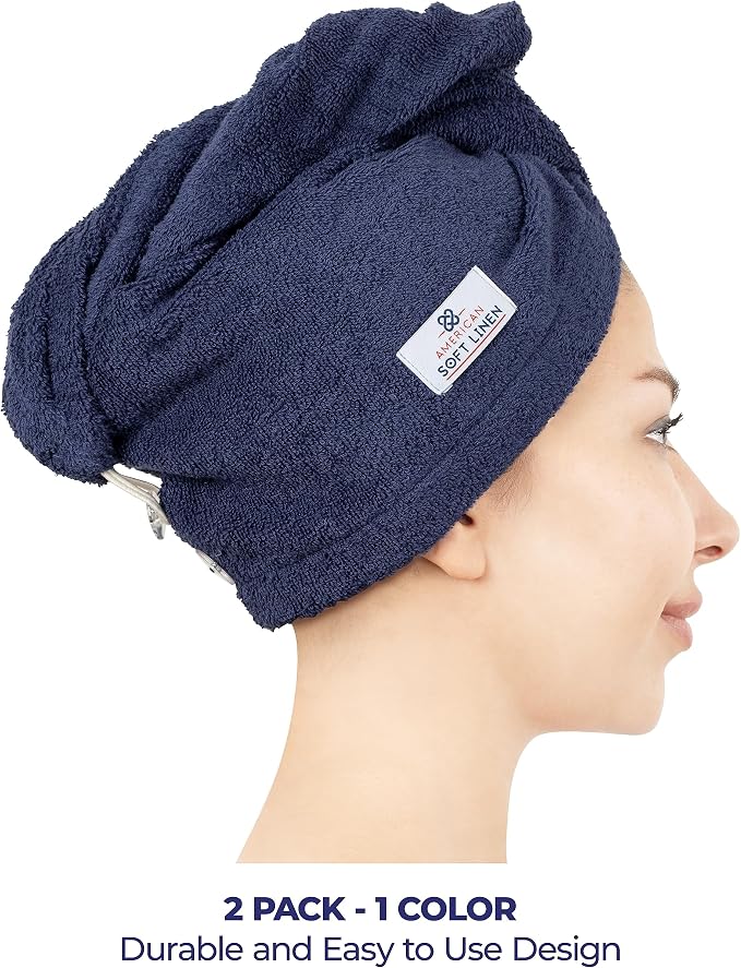 American Soft Linen 100% Cotton Hair Towels - Image 2