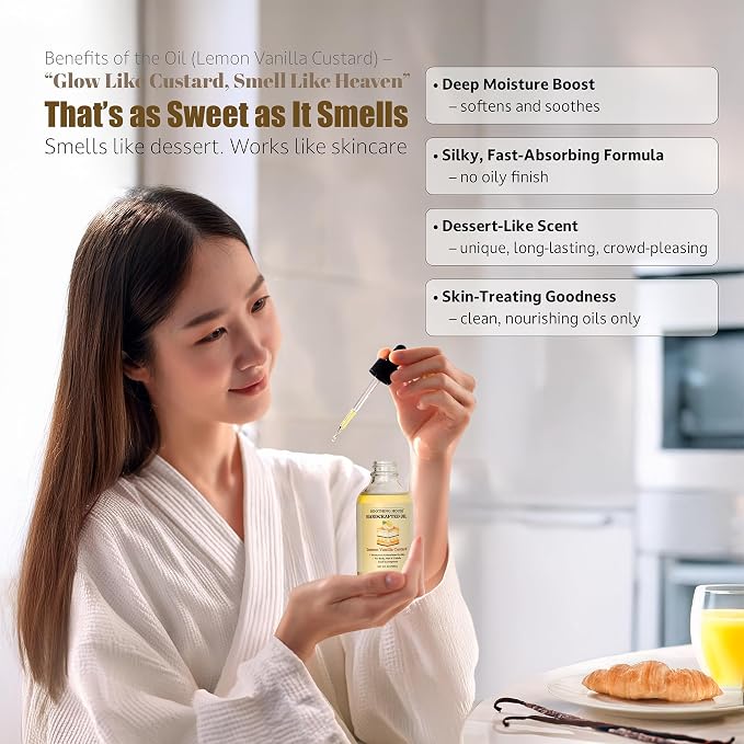 Lemon Vanilla Custard Oil with All-Natural Moisturizing Body Oil - Image 8