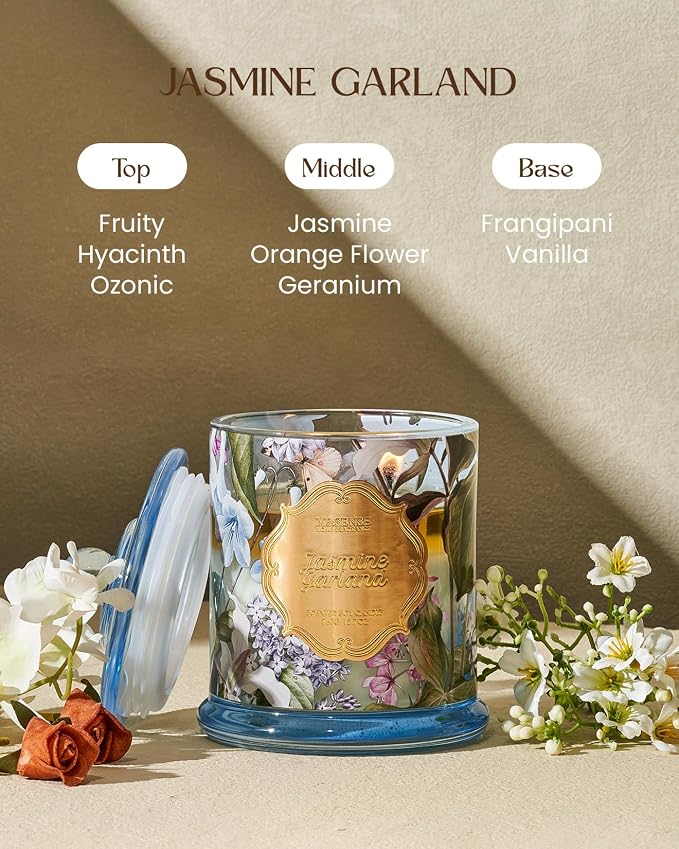 M&SENSE Jasmine Garland Spring Natural Soy Candle, 12.7oz 75H Slow Burning - Image 2