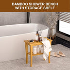 Greenual Bamboo Shower Bench 2-Tier Spa Shower Stool - Image 4