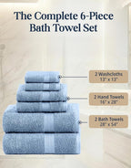 LANE LINEN 100% Cotton Bath Towels 6 Piece Set - Image 4
