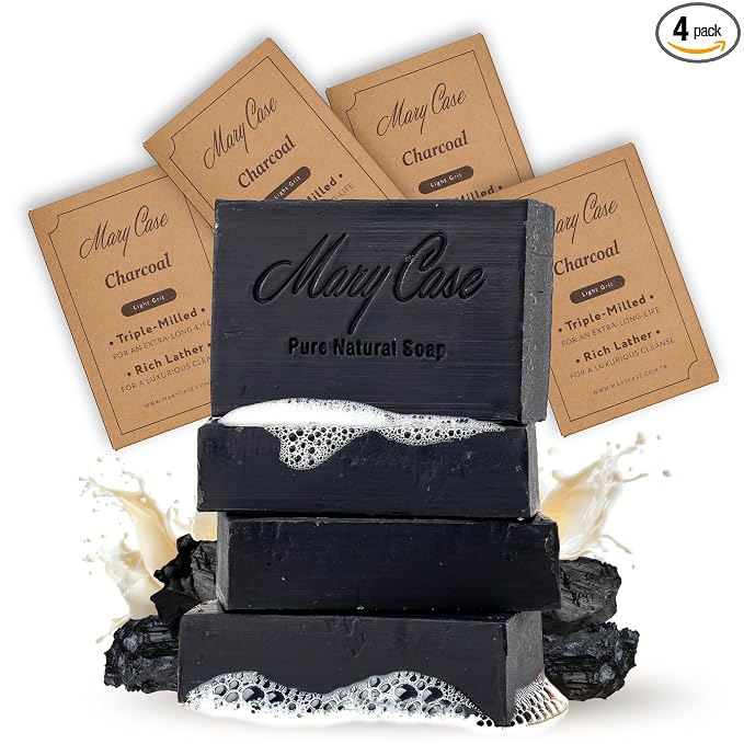Mary Case Goat Milk & Activated Charcoal Bar Soap Set of 4 | Natural Soap by MARYCASEHOMEBEAUTYFASHION