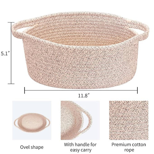 ABenkle Small Basket with Handles, Boho Decorative Rope Woven Dog Cat Toy - Image 2
