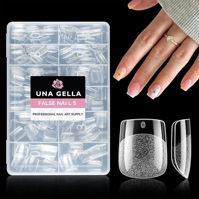 UNA GELLA Extra Short Square Nail Tips XS 216pcs Pre-shape Extra Short Square by UNAGELLA