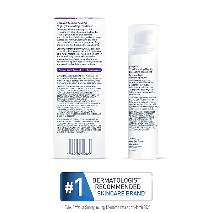 CeraVe Skin Renewing Nightly Exfoliating Treatment, Anti Aging Serum - Image 5