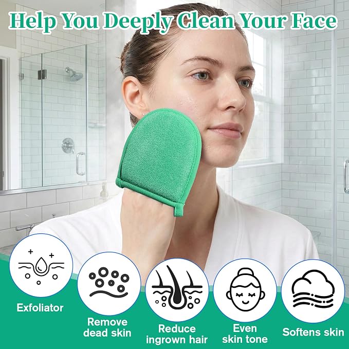 2 Pcs Exfoliating Facial Scrubber Mitt, Face Deep Exfoliating Cleaning - Image 4