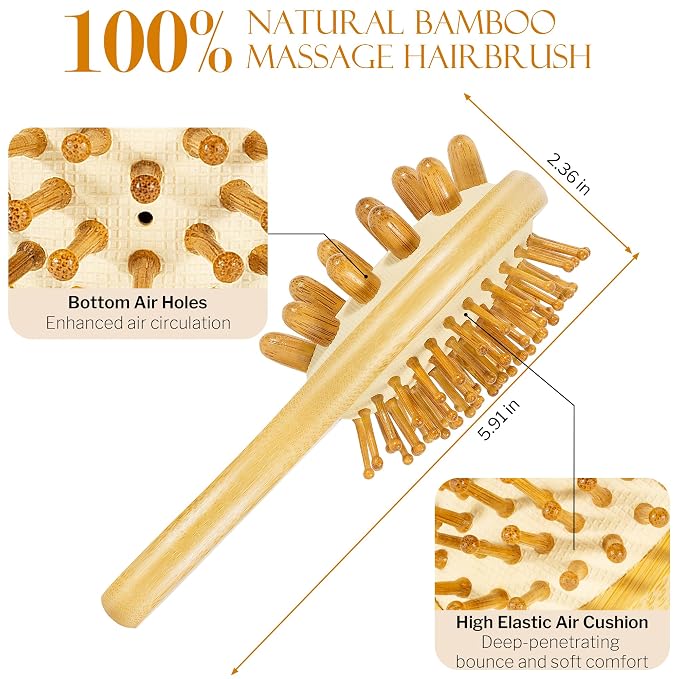STYLEMATE 2-in-1 Mini Bamboo Hair Brush - Image 4