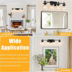 4-Lights Matte Black Bathroom Light Fixture, Modern Black Vanity Lights Over - Image 7