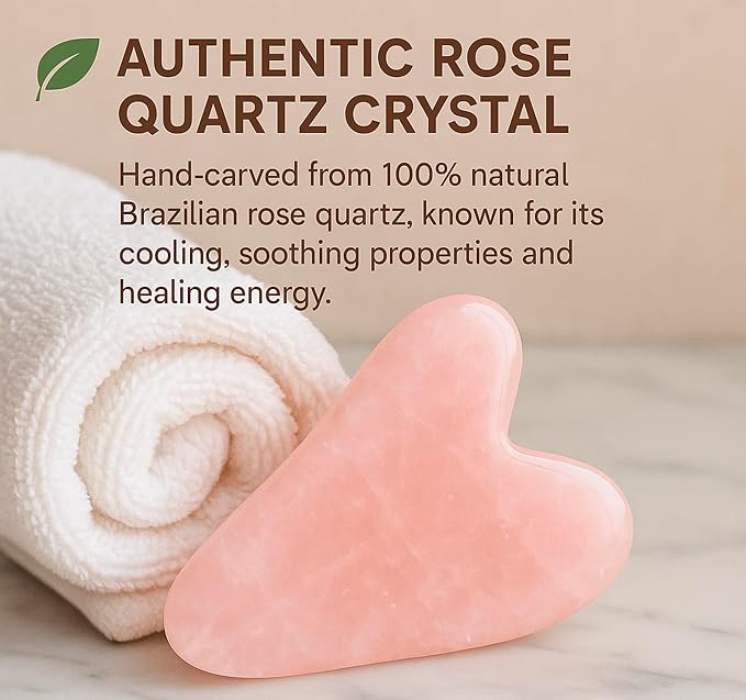 Rose Quartz Gua Sha Facial Tool Heart-Shaped Crystal - Image 8