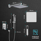 SR SUN RISE 10 Inch Square Shower Faucet, Adjustable 16-Inch Slide Bar Hand - Image 5