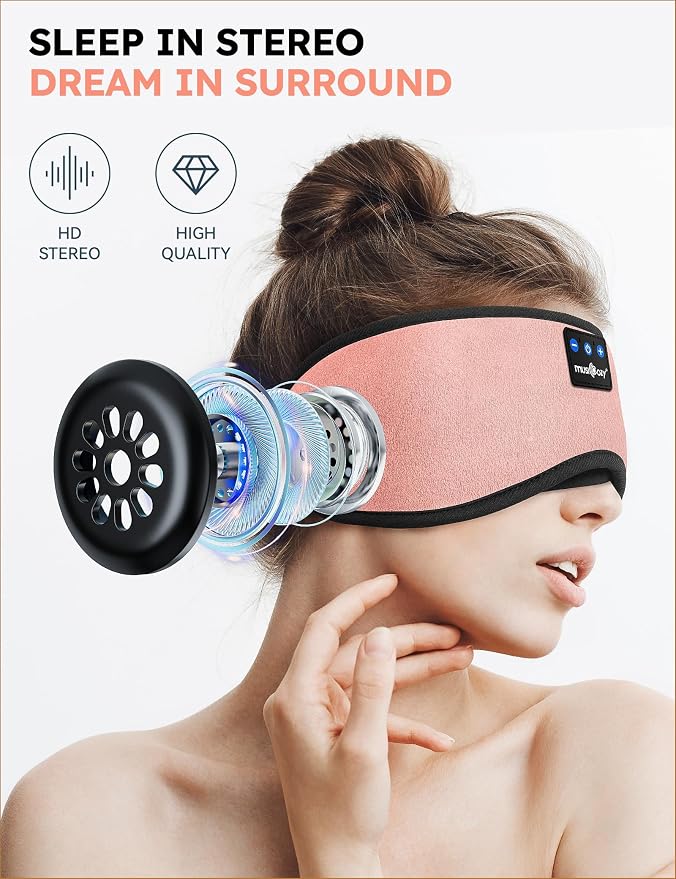 MUSICOZY Sleep Headphones Bluetooth 5.4 Headband Sleeping Eye Mask - Image 4