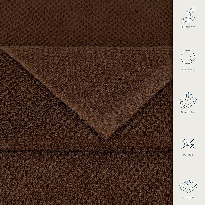 CASA COPENHAGEN EcoPop 6Pcs 100% Cotton Large Designer Towels Gift Set- Toffee - Image 6