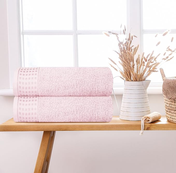 GLAMBURG 100% Cotton 2 Pack Oversized Bath Towel Set 28x55 Inches, Ultra Soft - Image 3