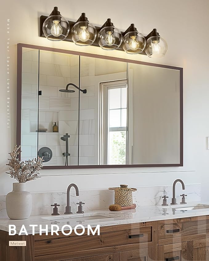 Bathroom Light Fixtures Over Mirror, 5-Light Oil Rubbed Bronze Bathroom Vanity - Image 8