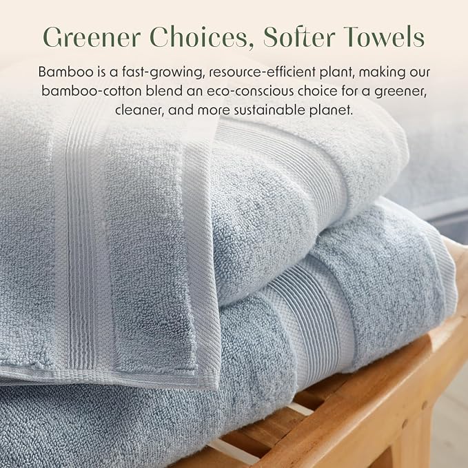 Springtree Home Luxury Bamboo Rayon Bath Towel Set 6 Piece Set | 35% Bamboo - Image 6