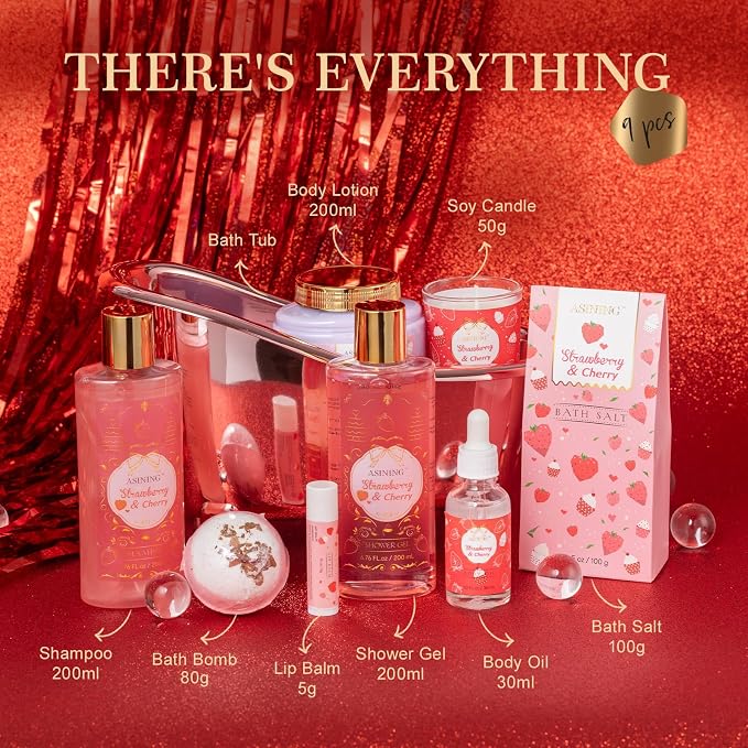 Gift Basket for Women, Strawberry Spa Baskets for Women Gifts, Beauty & - Image 2