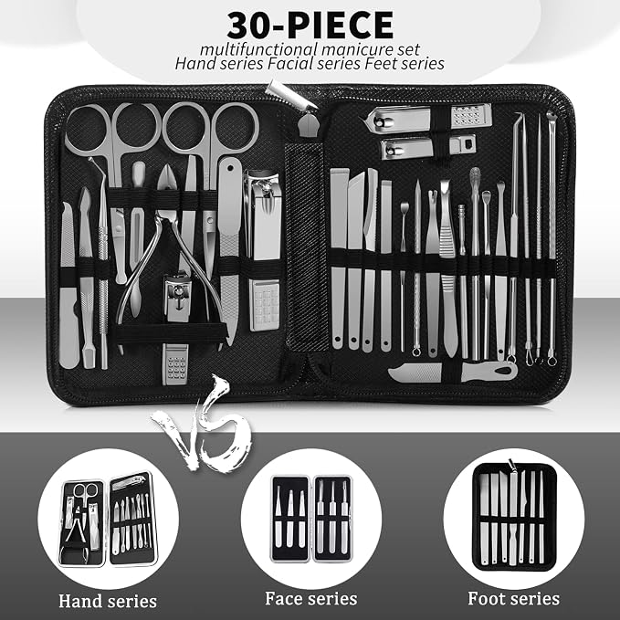 Manicure Set Professional Set Nail Clippers Pedicure Kit-30 Pieces Stainless - Image 2