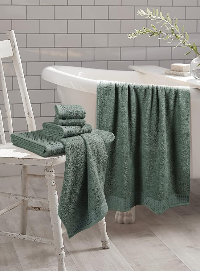GLAMBURG 100% Cotton Ultra Soft 6 Pack Towel Set, Contains 2 Bath Towels 28x55 - Image 3