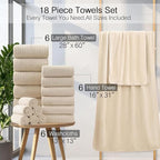 18 Piece Family Bath Towel Set Include 6 Bath Towels, 6 Hand Towels and 6 - Image 3
