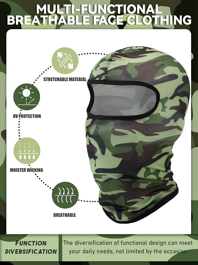 SATINIOR 6 Pcs Ski Mask Cover Balaclava Full Face Mask Summer Face Cover UV - Image 3