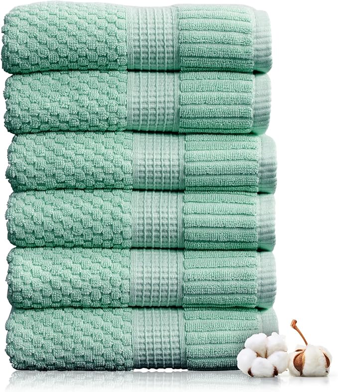 NY Loft 100% Cotton Hand Towel 6 Pack | Super Soft & Absorbent Quick-Dry Hand by NYLoft