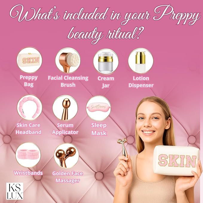 Preppy skincare set women, cute skin care kit - Image 3