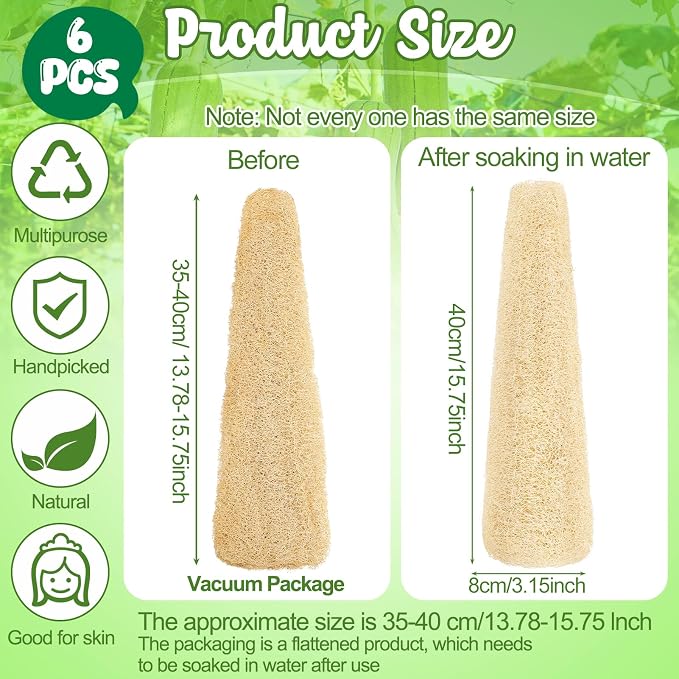 6 Pack Natural Loofah Sponge 15.7 Inch - Image 7