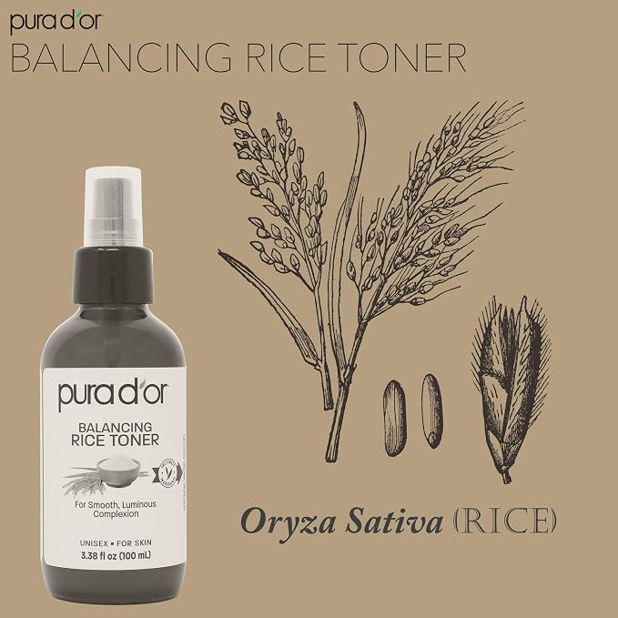 PURA D'OR 3.38 Oz Rice Water Balancing Facial Toner - Image 4