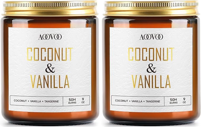 AOOVOO Coconut Vanilla Candles - 9 oz Scented Candles by AOOVOO