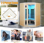 Far Infrared Wooden Sauna Room, 2-3 Person Home Sauna Canadian Hemlock Indoor - Image 6