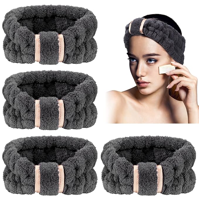 WILLBOND 4 Pack Microfiber Headbands Spa Facial Headbands Makeup Head bands by Willbond+Technology+Limited