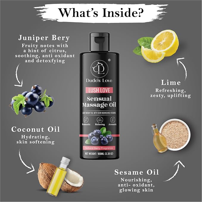 Dude's Love Organic Berry Sensual Massage Oil - Image 4