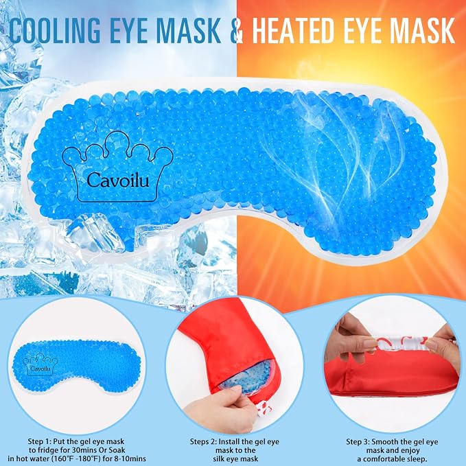 Sleep Mask w/Cooling Gel Eye Mask, Silk Eye Mask - Image 3