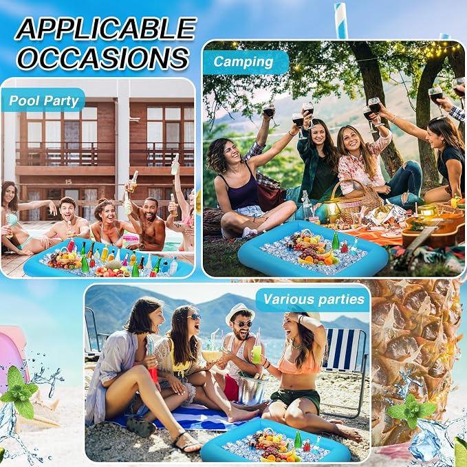 Leitee 4 Pcs Inflatable Ice Serving Bars Buffet Serving Tray Drink Cooler - Image 4