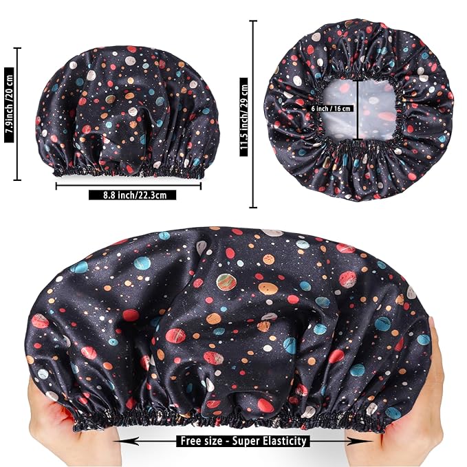 Shower Caps for Women, Double Layers Shower Cap Reusable Waterproof, Bathing - Image 4