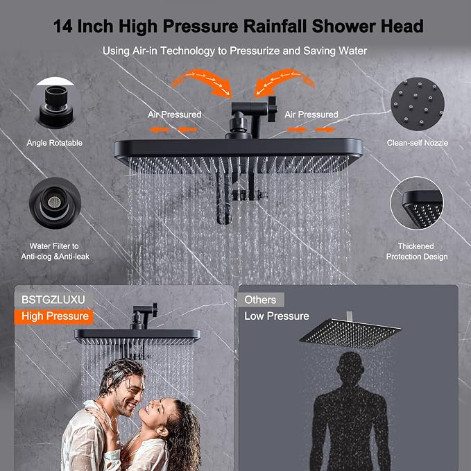 Black Large High Pressure Filtered Shower Head - Image 6