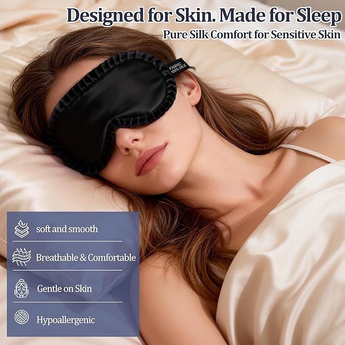 Silk Sleep Mask for Women, 100% Mulberry Silk Eye Mask, All-Silk Filled - Image 5