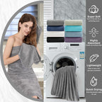 4 Piece Extra Large Bath Towel 35"x70" Oversized Bath Sheet Grey Bath Towel Set - Image 7