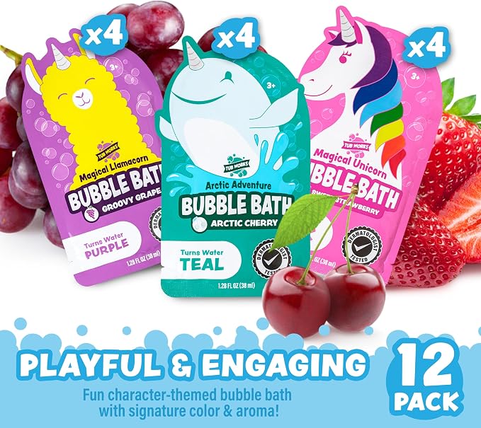 Tub Works® Magical Kids Bubble Bath, Variety 12 Pack | Creates Colorful Water & - Image 4