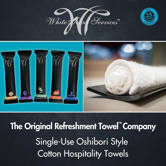 White Towel Services 8" x 8" inch Moist Cotton Towel Individually Wrapped - Image 2