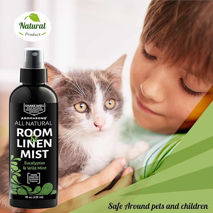 Aromasong Eucalyptus & Wild Mint Linen and Room Spray, Natural Aromatic Mist - Image 2