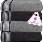 CASA COPENHAGEN He & She 4Pcs 100% Egyptian Cotton Large Designer Towels Gift by CASACOPENHAGEN