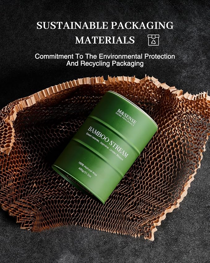 M&SENSE Bamboo Scented Candles Natural Non Toxic, Large Aromatherapy Candle - Image 5