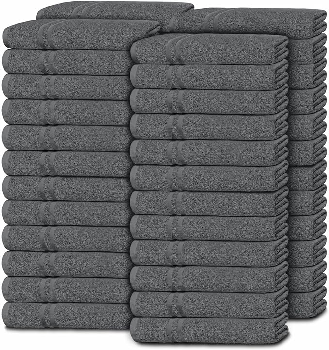Wealuxe Dark Gray Washcloths 48 Pack by WhiteClassic