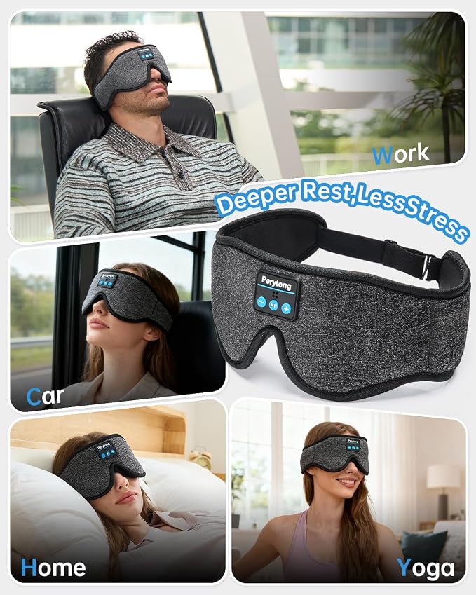 Sleep Mask with Bluetooth 5.4 Headphones, 3D Contoured Sleep Eye Mask with - Image 8