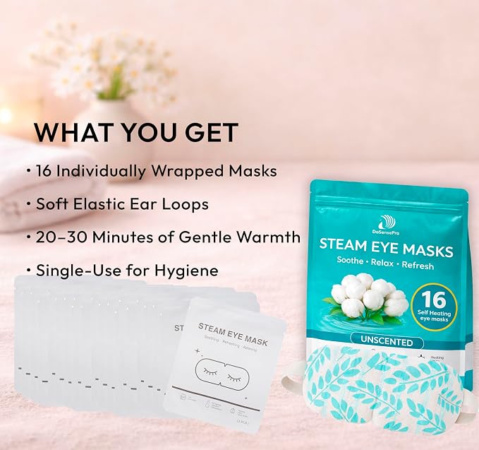 Steam Eye Mask - 16 Pack Self-Heating Warm Compress - Image 7