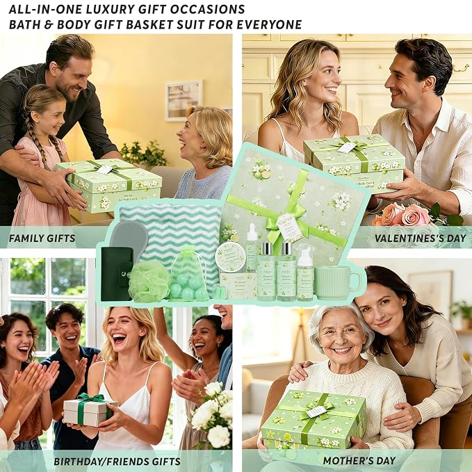 30 Pcs Spa Gifts for Women & Men, Bergamot Jasmine Bath & Body Gift Basket - Image 3