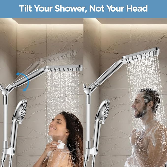 MakeFit Dual Filtered Rain Shower Head Combo, High Pressure Handheld Shower Head - Image 2