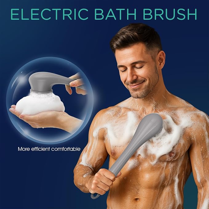 VOYOR Electric Body Brush Back Scrubber Silicone Body Scrubber Two-Way Rotating - Image 3